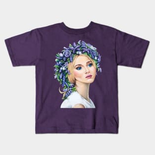 Girl with the Purple Flower Crown Kids T-Shirt